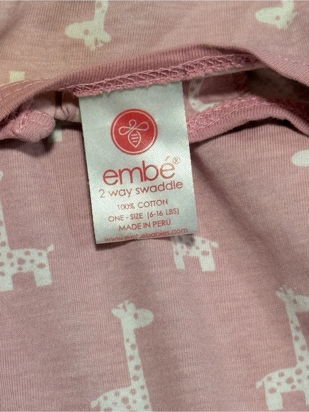 Embé Swaddle 2-Way Starter Baby Swaddle 6-14 lbs 0-3 Months Pink Giraffe Infant